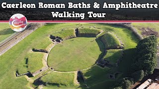 CAERLEON ROMAN BATHS amp AMPHITHEATRE WALES  Walking Tour  Pinned on Places [upl. by Annirtak]