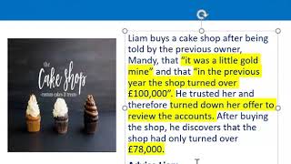 How to apply misrepresentation Liam cupcake scenario [upl. by Beard]