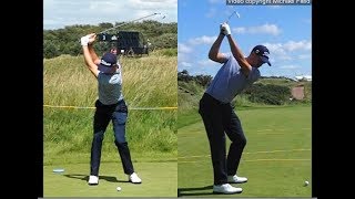 Justin Thomas golf swing  Long Iron faceon amp downtheline July 2017 [upl. by Cantu]