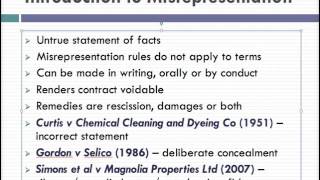 Misrepresentation Lecture 1 of 4 [upl. by Wenona]